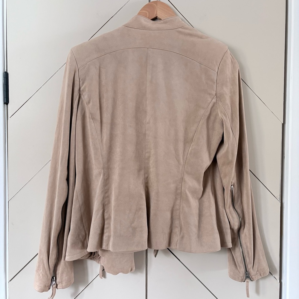Adrienne Vittadini Taupe Suede Moto Jacket - Picture 3 of 6